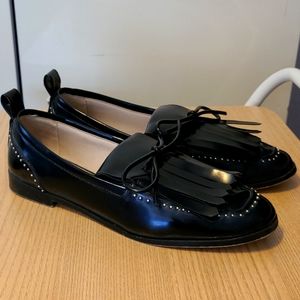 Zara Woman's Fringed Moccasin with Studs Loafer